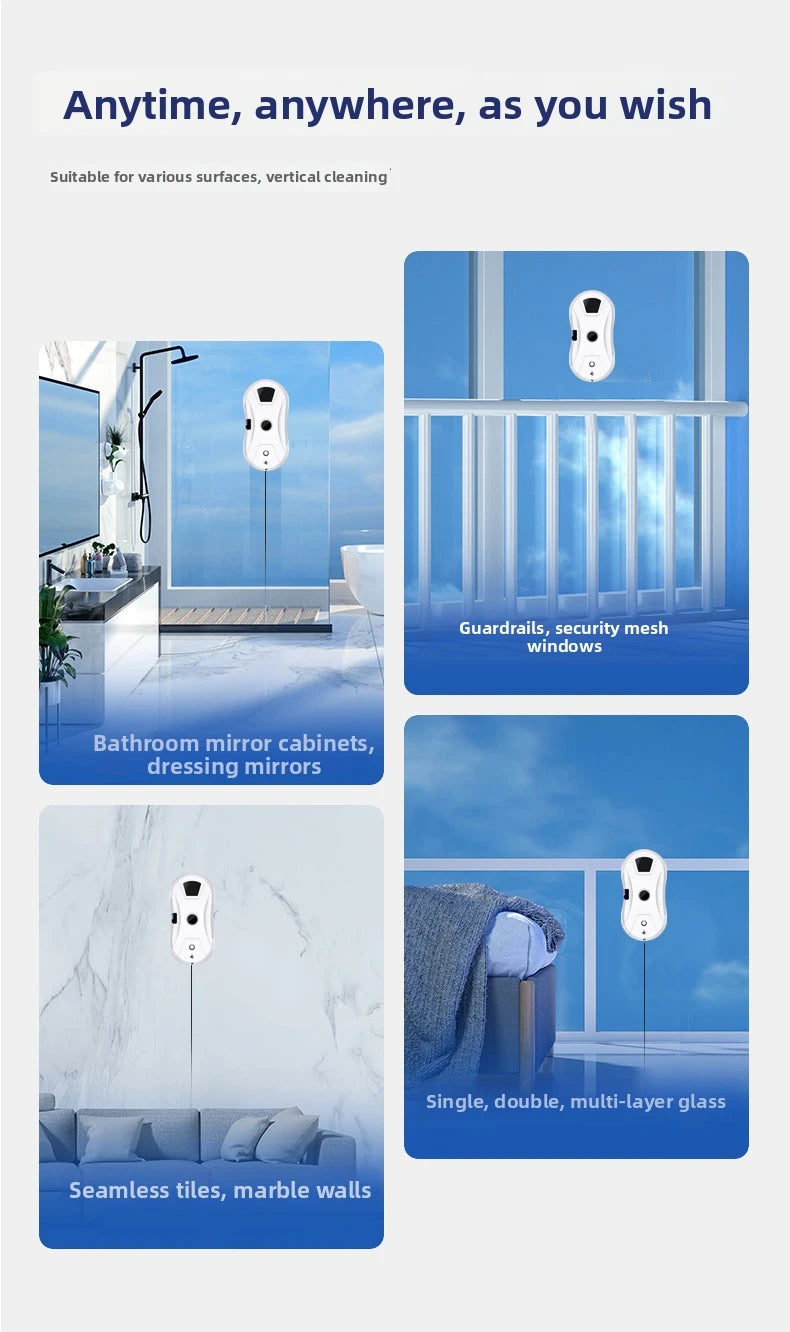 Smart Window Cleaning Robot – 5600Pa Suction | Remote Control | Works on High-Rise Glass
