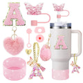 9-Piece Pink Butterfly & Initial Cup Accessory Set for Stanley