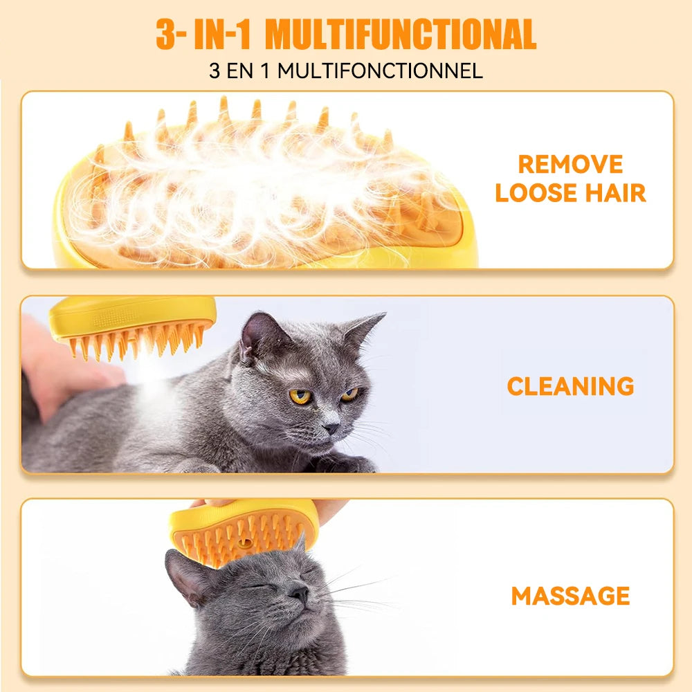 3-in-1 Steamy Cat & Dog Grooming Brush