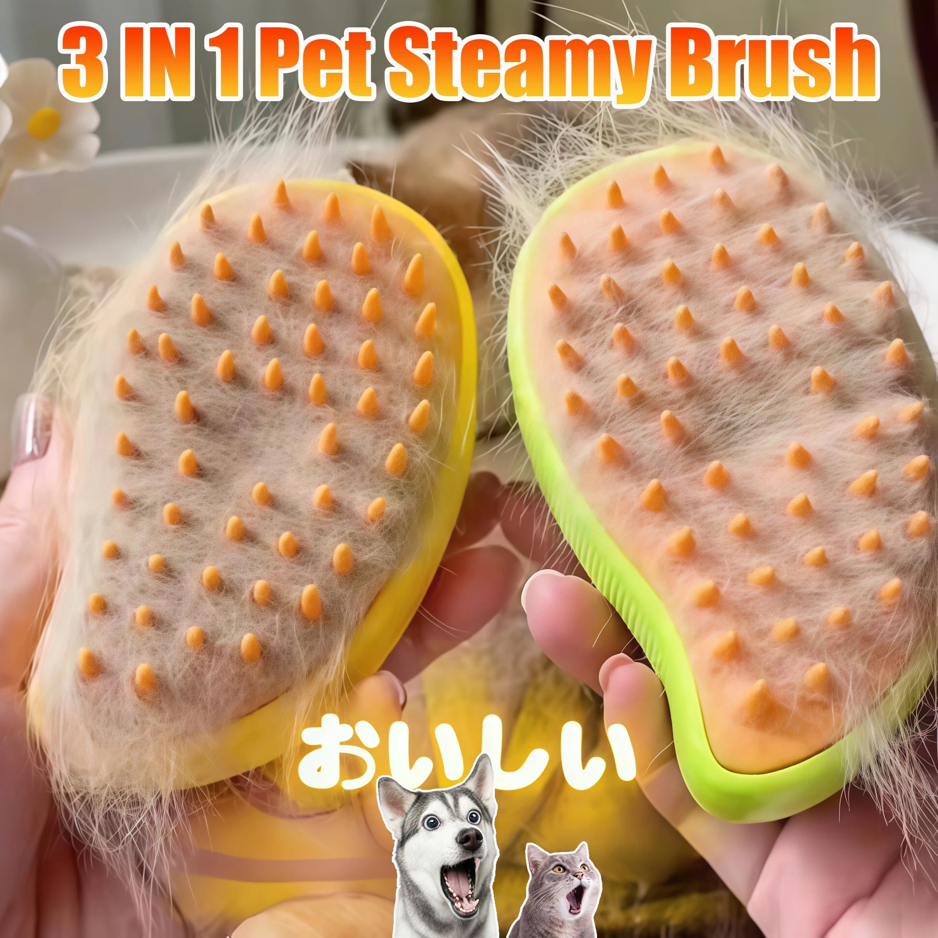 3-in-1 Steamy Cat & Dog Grooming Brush