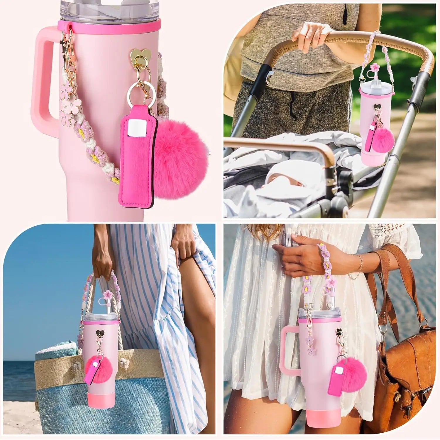 8-Piece Pink Cup Accessory Set for Stanley Tumblers
