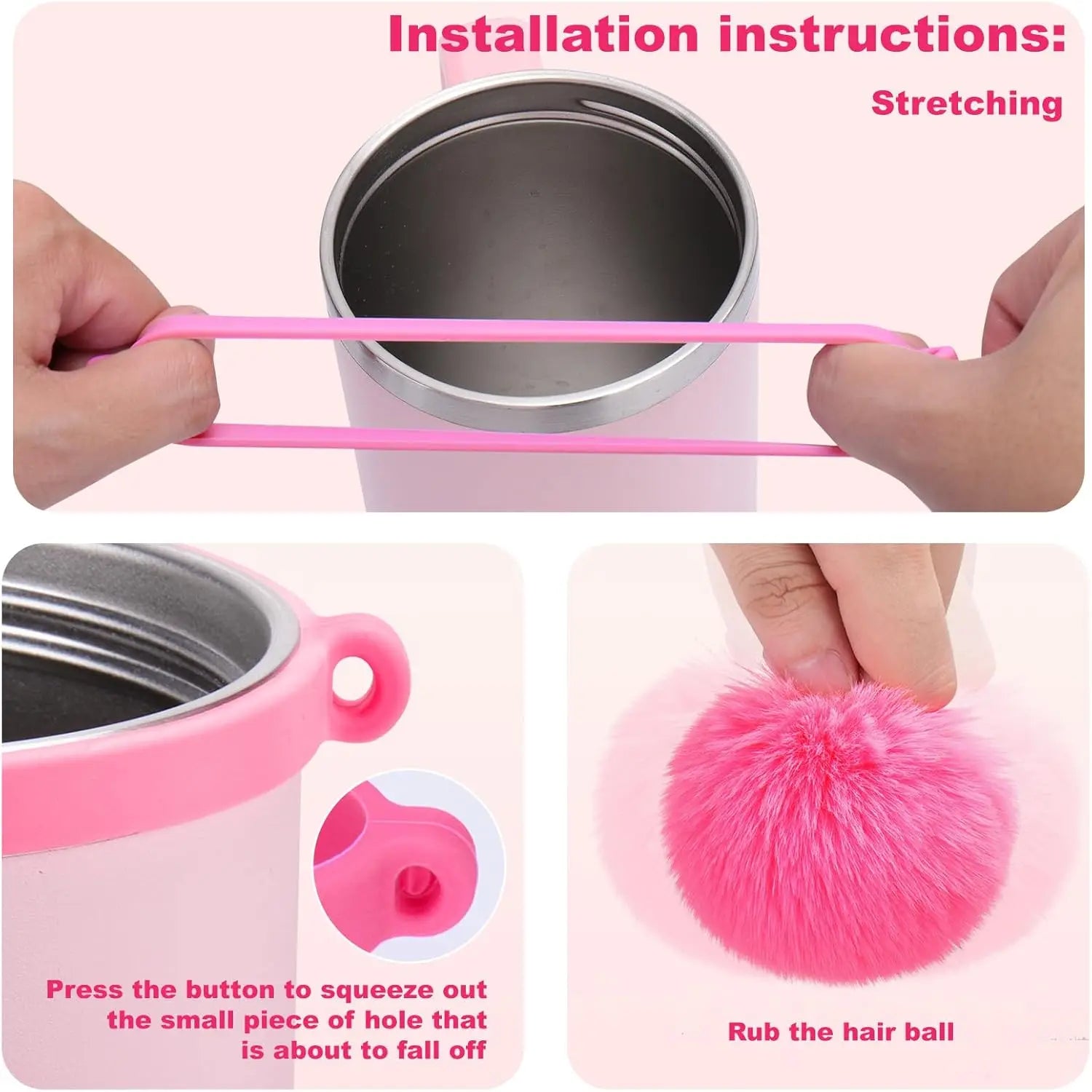 8-Piece Pink Cup Accessory Set for Stanley Tumblers
