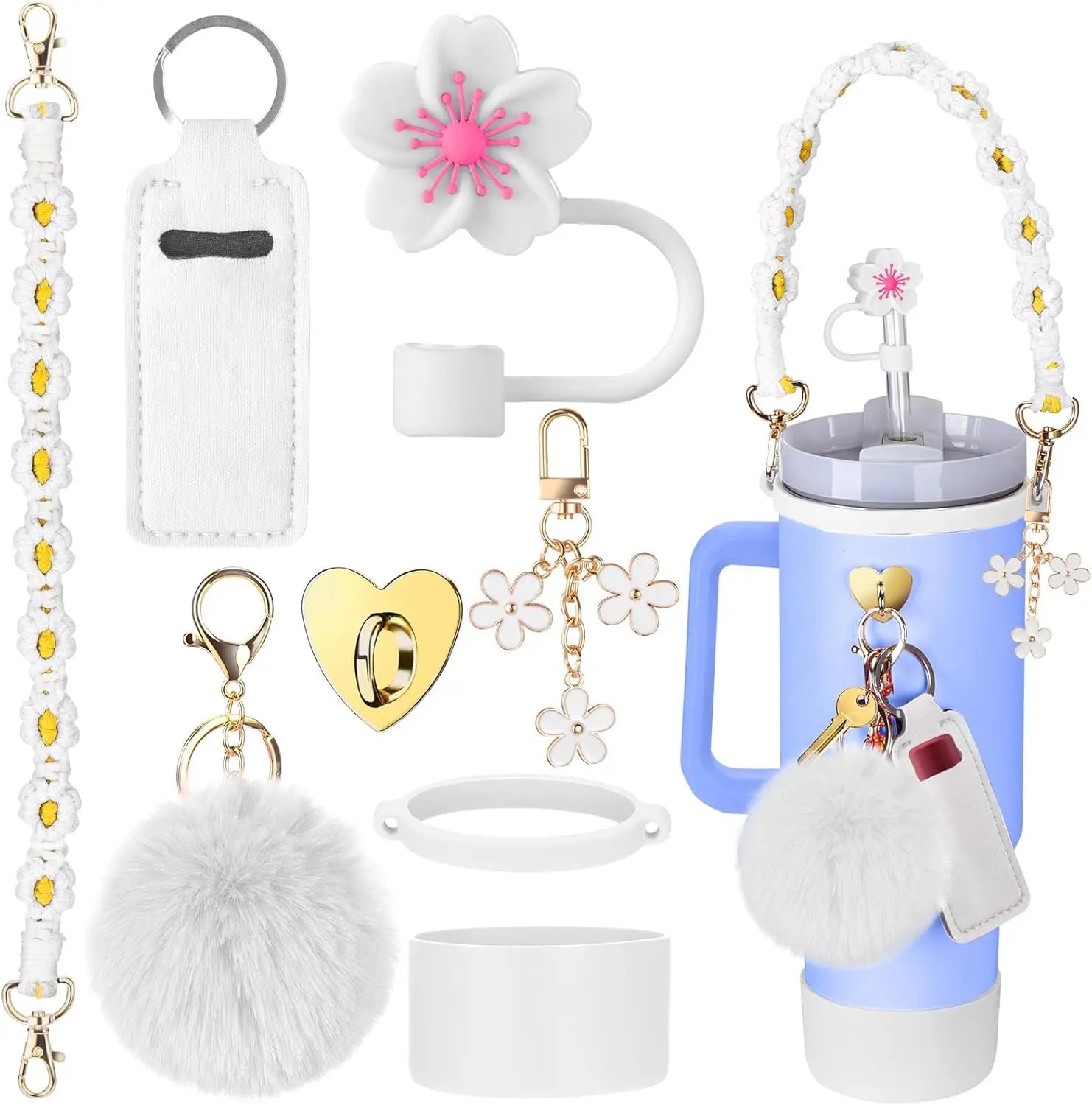 8-Piece Pink Cup Accessory Set for Stanley Tumblers